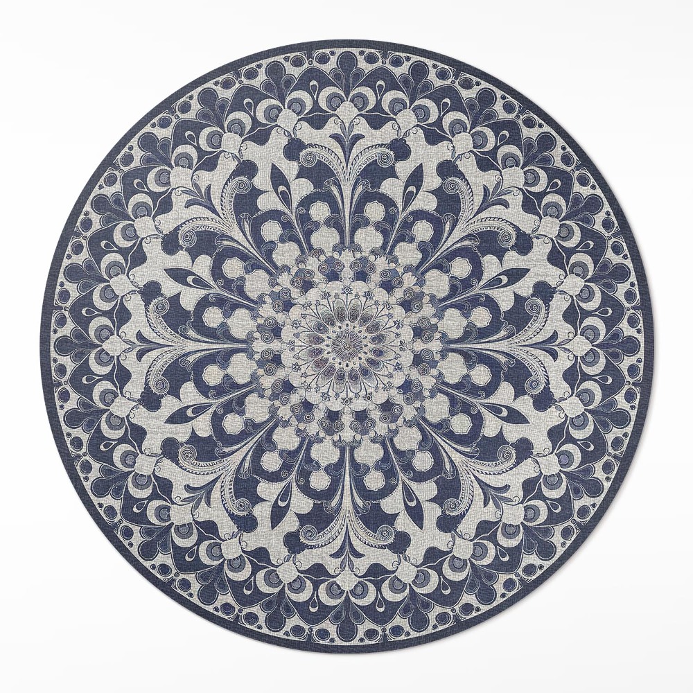 Kerek pvc szőnyeg Kalejdoskop kwiatów w stylu retro