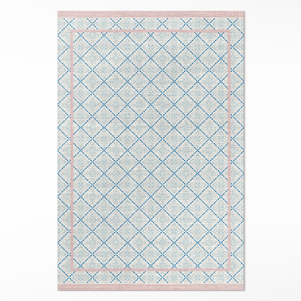 Mosható futószőnyeg Szabályos kék vonalak szövetutánzat