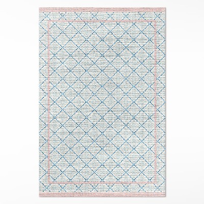 Mosható futószőnyeg Szabályos kék vonalak szövetutánzat