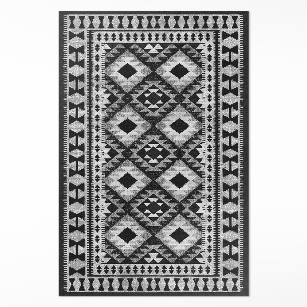 Mosható futószőnyeg Fekete rombusz utánzatú szövet