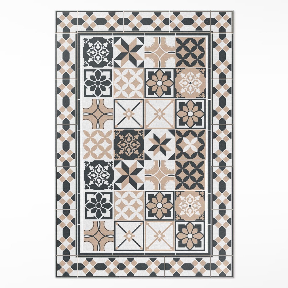 Mosható futószőnyeg Háromszínű geometriai dekoratív csempék