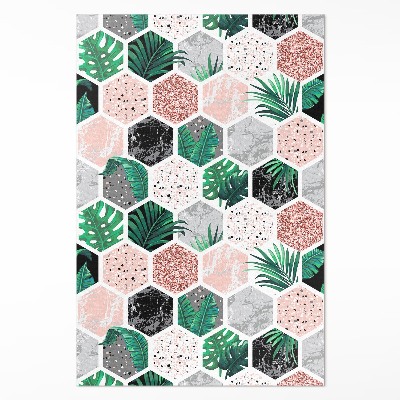 Mosható futószőnyeg Trópusi hatszögek növényekből és kövekből