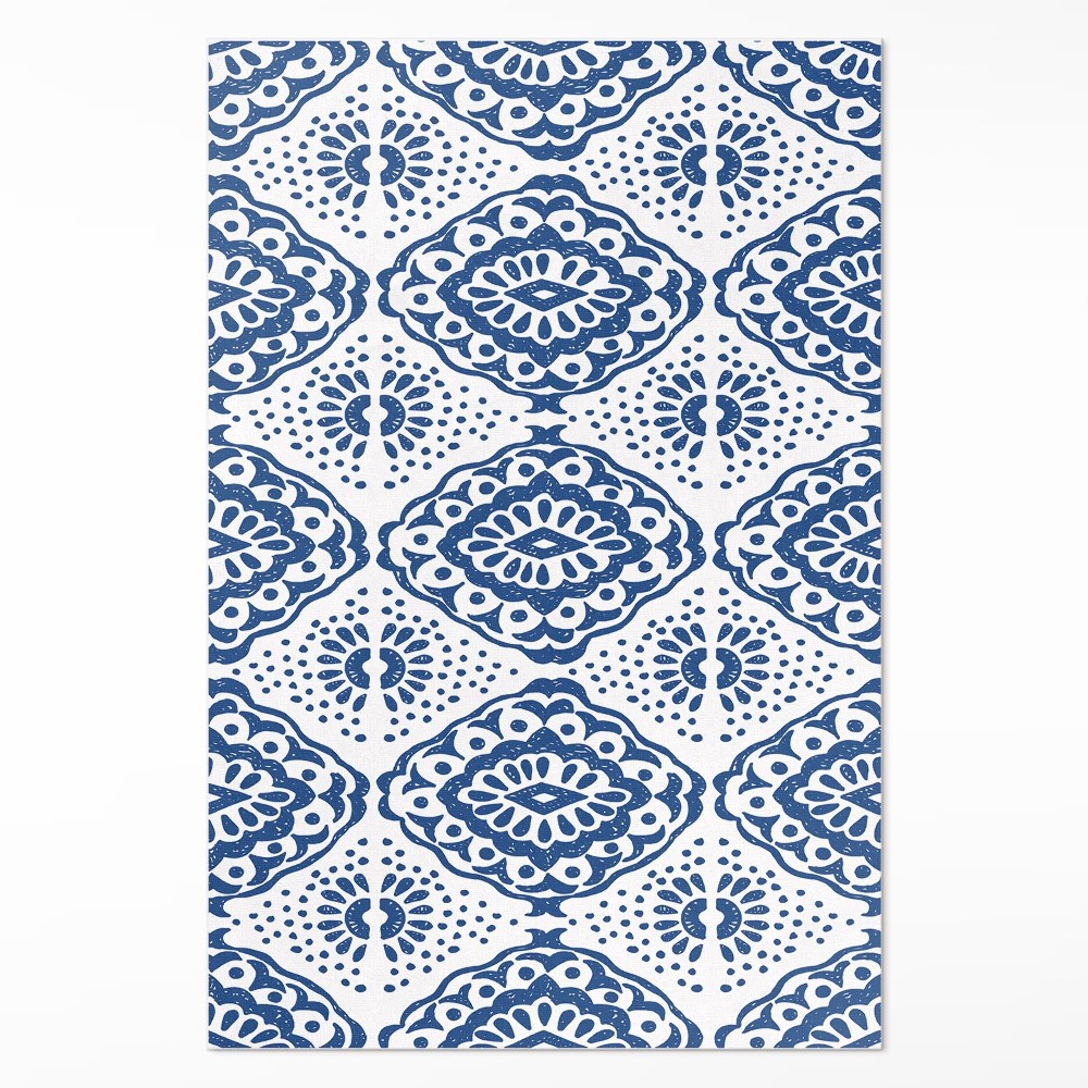 Mosható futószőnyeg Kék dekoratív minták díszítés