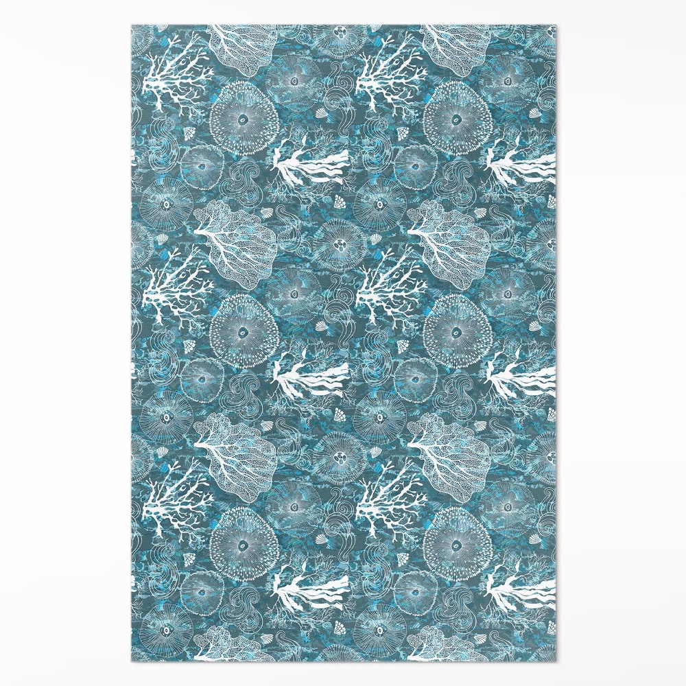 Műanyag szőnyeg A tengeri flóra és fauna által inspirált minta