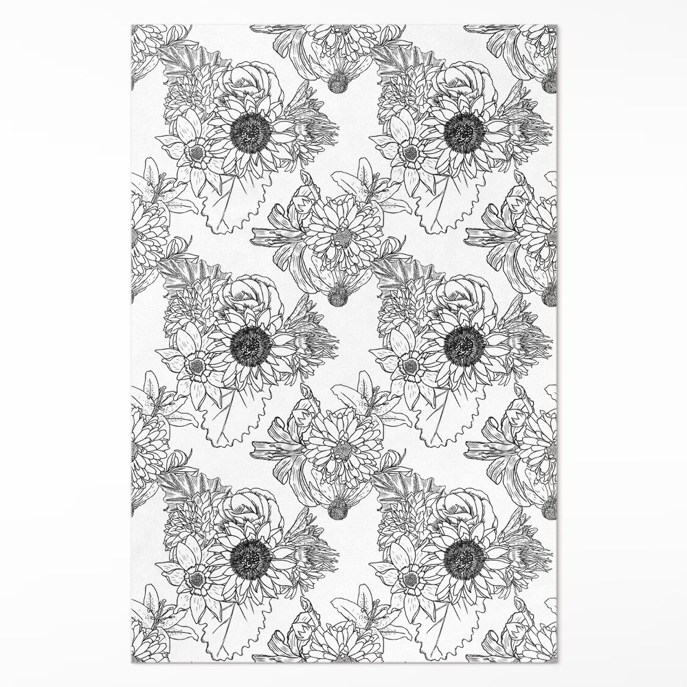 Mosható futószőnyeg Rajzolt napraforgók gyönyörű vintage virágok