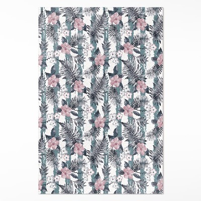 Mosható futószőnyeg Hawaii levelek és virágok trópusi minta