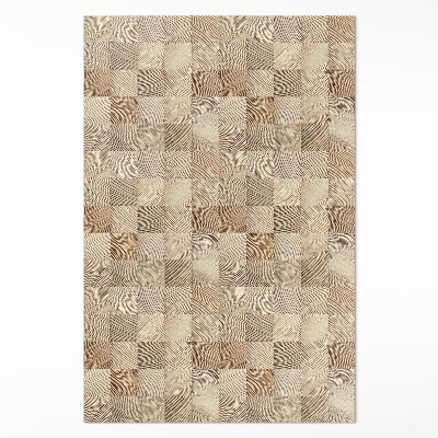 Mosható futószőnyeg Fa négyzetek mozaik fa gyűrűk mozaikja