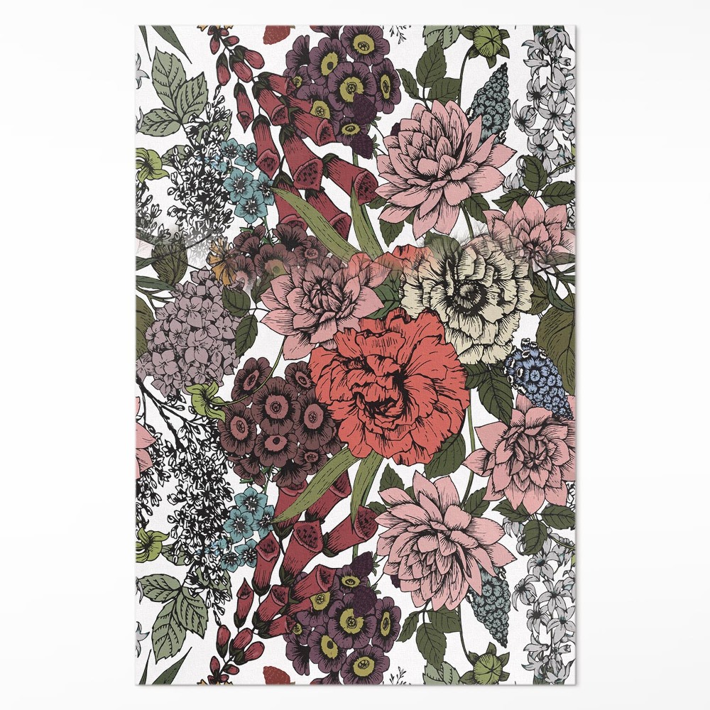 Mosható futószőnyeg Pasztell virágok egy vintage réten