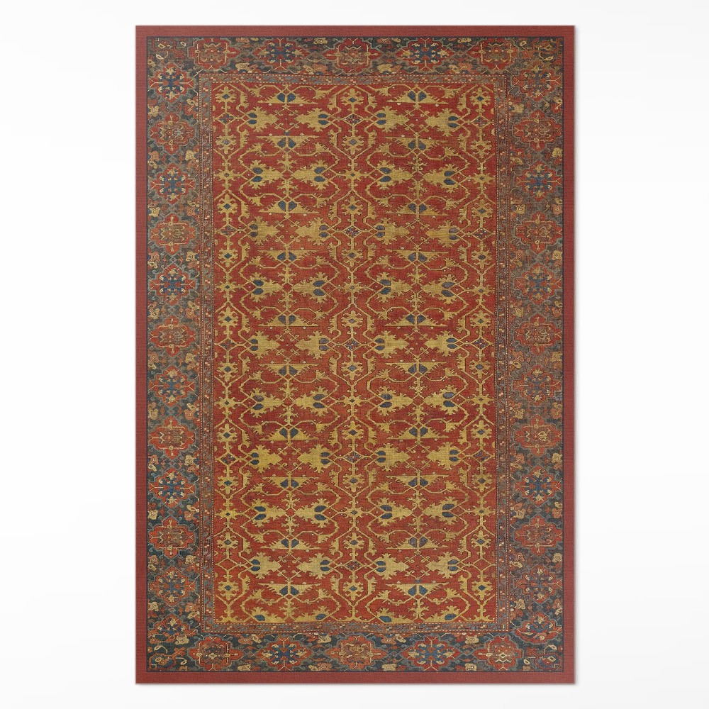 Mosható futószőnyeg Piros kék és sárga retro minta