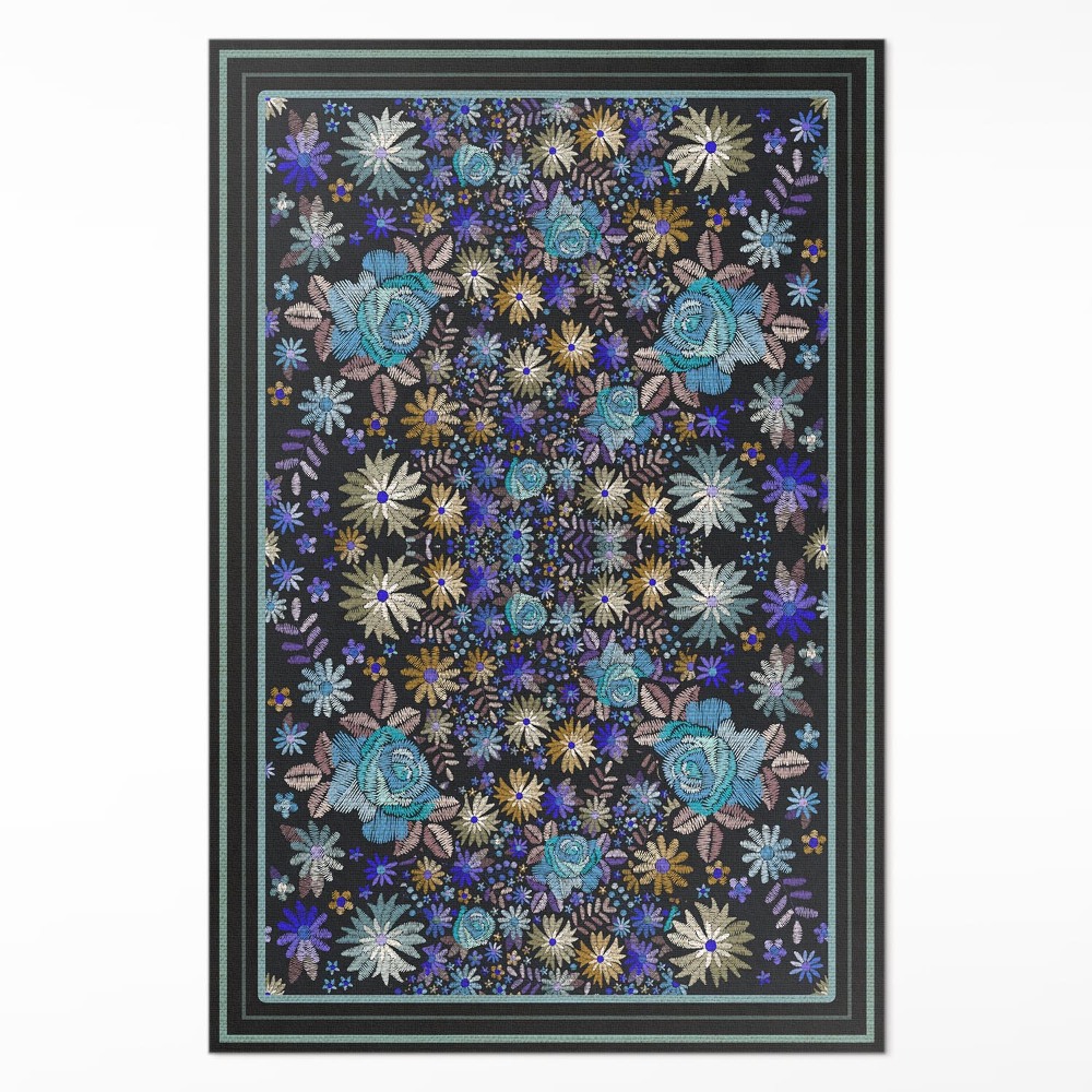 Pvc szőnyeg Kék és sárga virágok