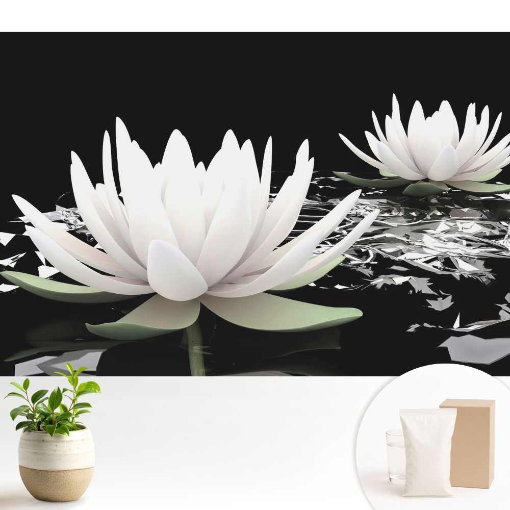 Modern tapéta Elegáns tavirózsák sötét háttér előtt