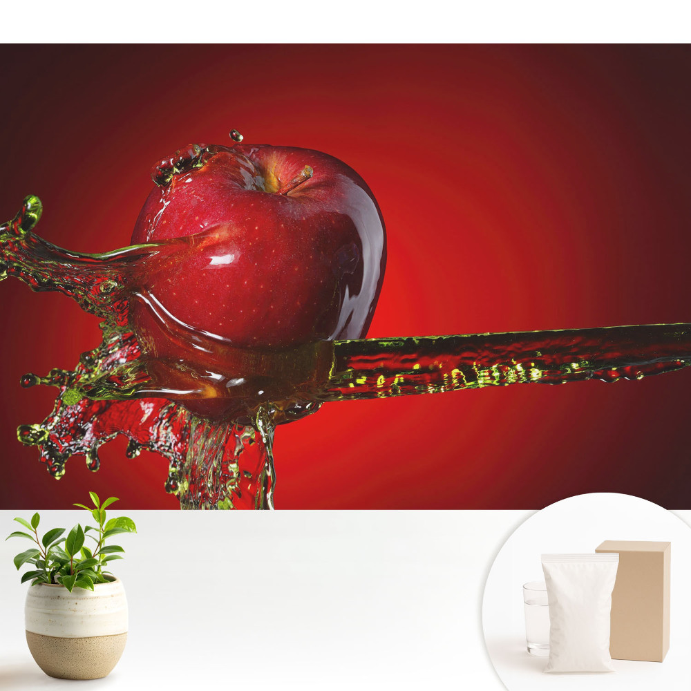 Tapéta Dinamikus piros alma folyékony fröccsenésben