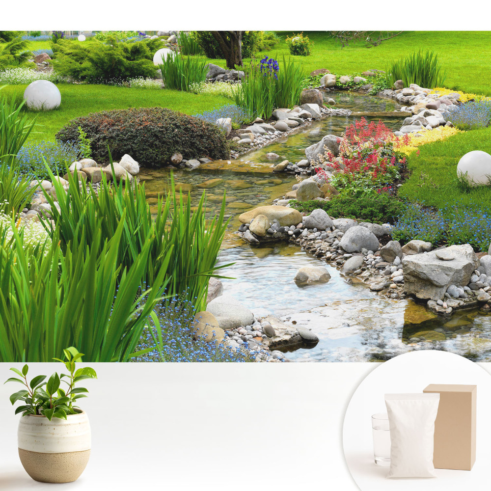 Dekor tapéta Zöld kert kőpatakkal