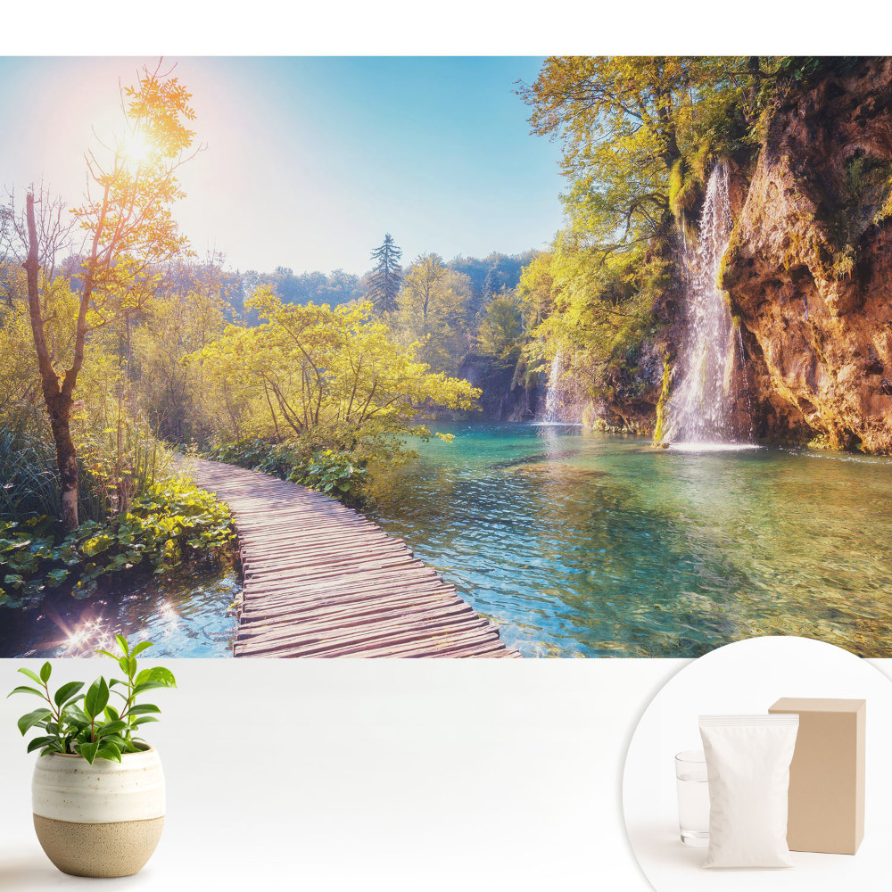 Dekor tapéta Nyugodt tó és vízesés táj