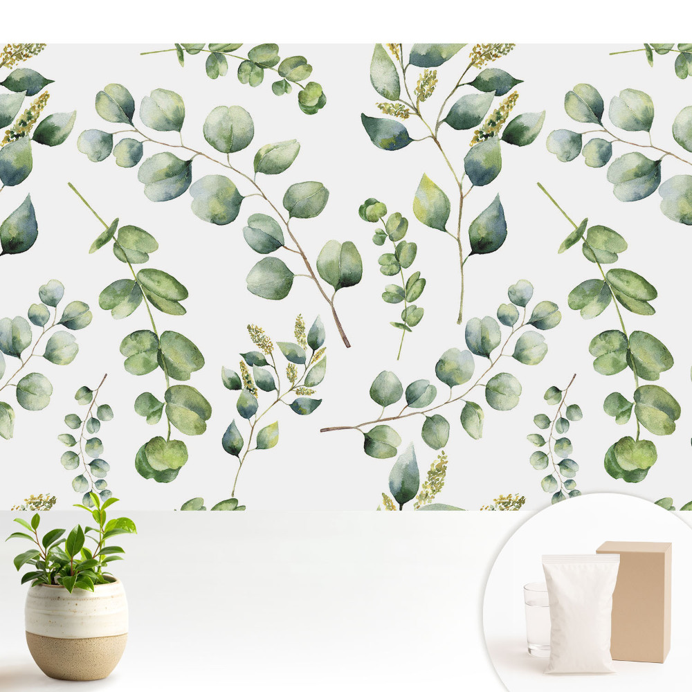 Tapéta Akvarell növényi levelek ismétlődő minta