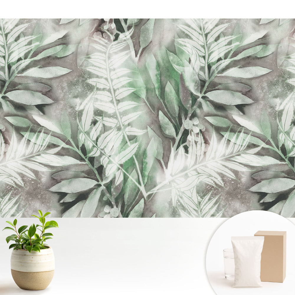 Modern tapéta Finom akvarell levelek zöldben.