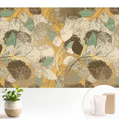 Tapéta Finom levelek és virágok harmonikus mintázatban