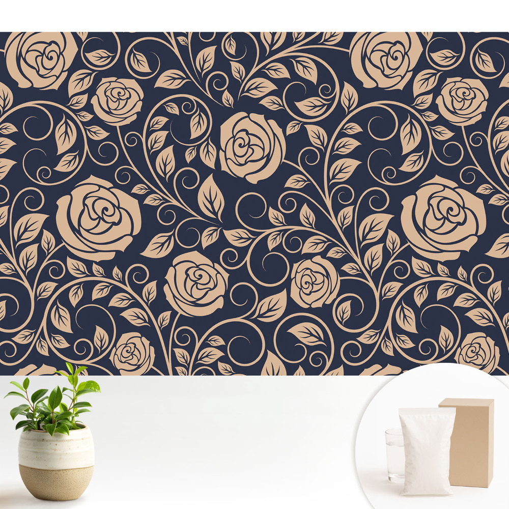 Tapéta Klasszikus rózsák sötétkék alapon