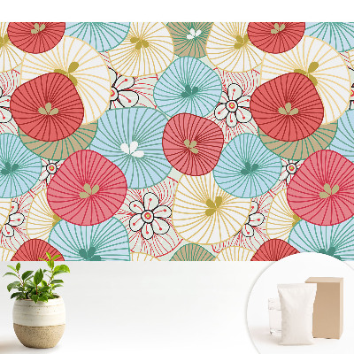 Dekor tapéta Színes kerek virágok modern stílusban