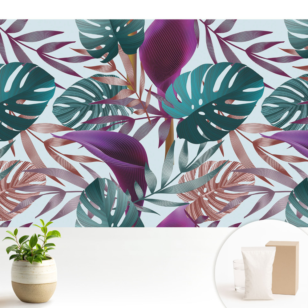 Modern tapéta Színes trópusi levelek káosz