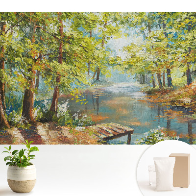 Modern tapéta Hangulatos erdei táj egy tóval