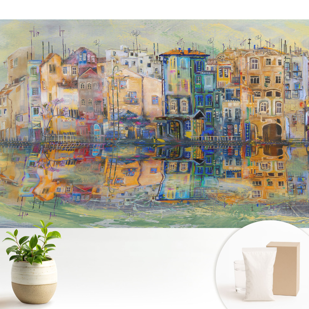 Tapéta Színes táj, tükröződéssel a vízben