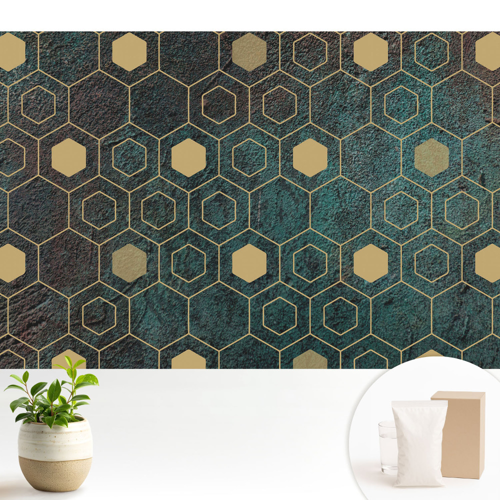 Tapéta Geometriai hatszögek sötét háttér előtt