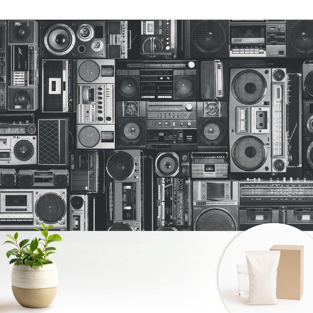 Tapéta Stílusos retró minta rádiókkal