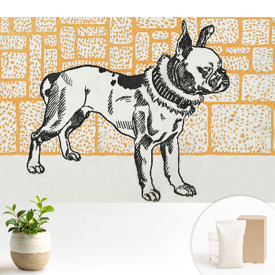 Dekor tapéta Egy kutya téglafalak hátterében retró stílusban