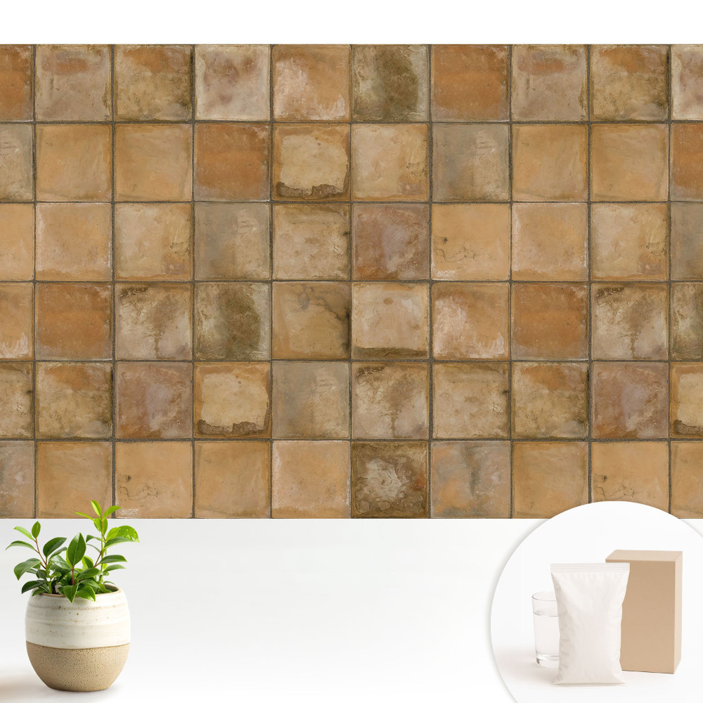 Tapéta Meleg színű, négyzet alakú csempék