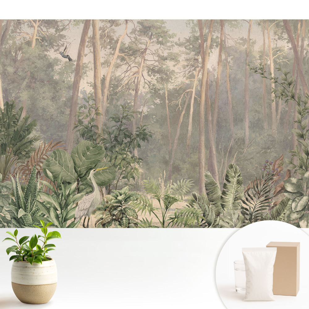 Modern tapéta Trópusi erdő pasztell természet téma