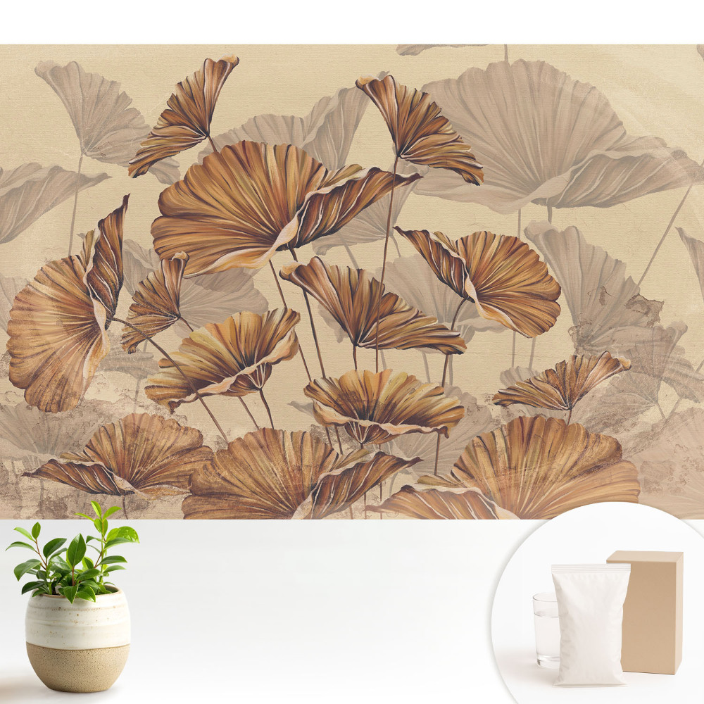 Modern tapéta Rusztikus levelek meleg színekben