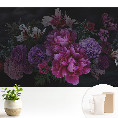 Dekor tapéta Romantikus virágok sötét háttér előtt