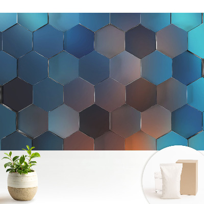 Modern tapéta Geometrikus kék hatszögek