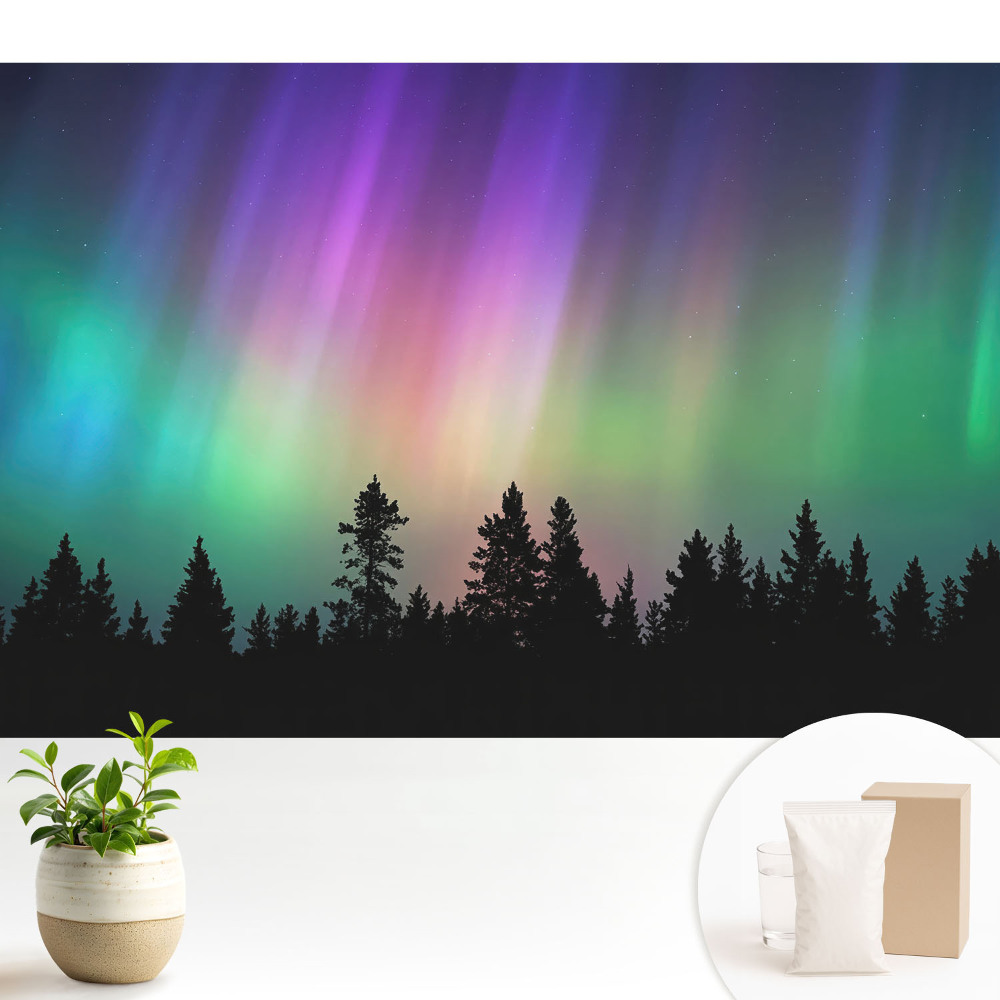 Modern tapéta Aurora borealis az erdő felett