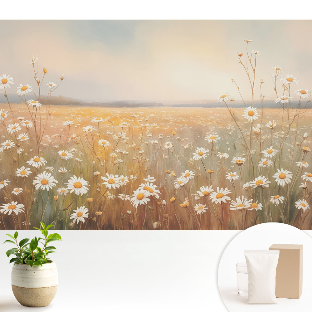 Modern tapéta Margaréta rét pasztell árnyalatai romantika