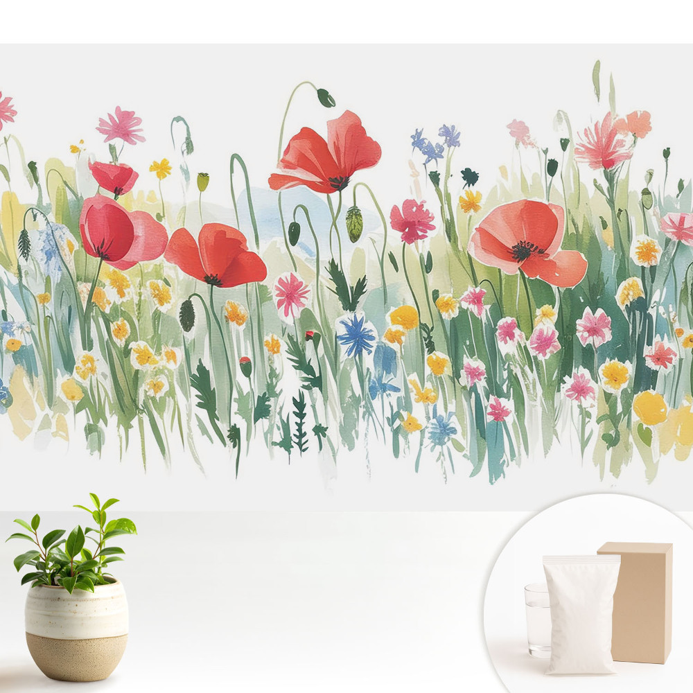 Modern tapéta Virágok a réten pasztell színek természet