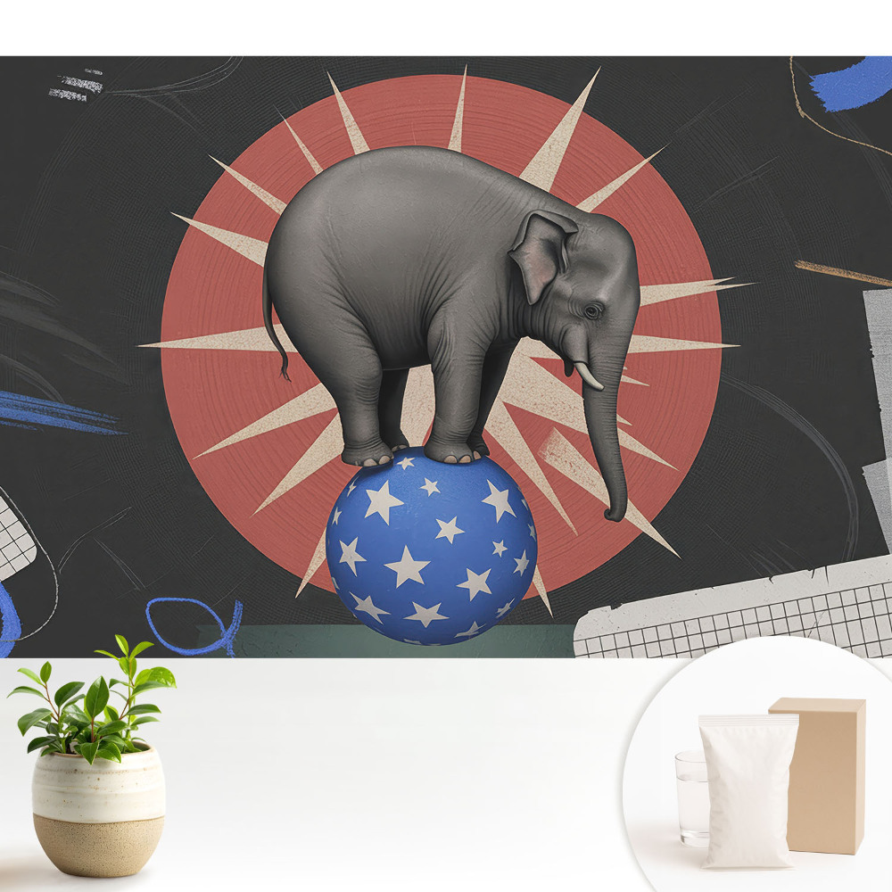 Tapéta Retro stílusú elefánt a labdán