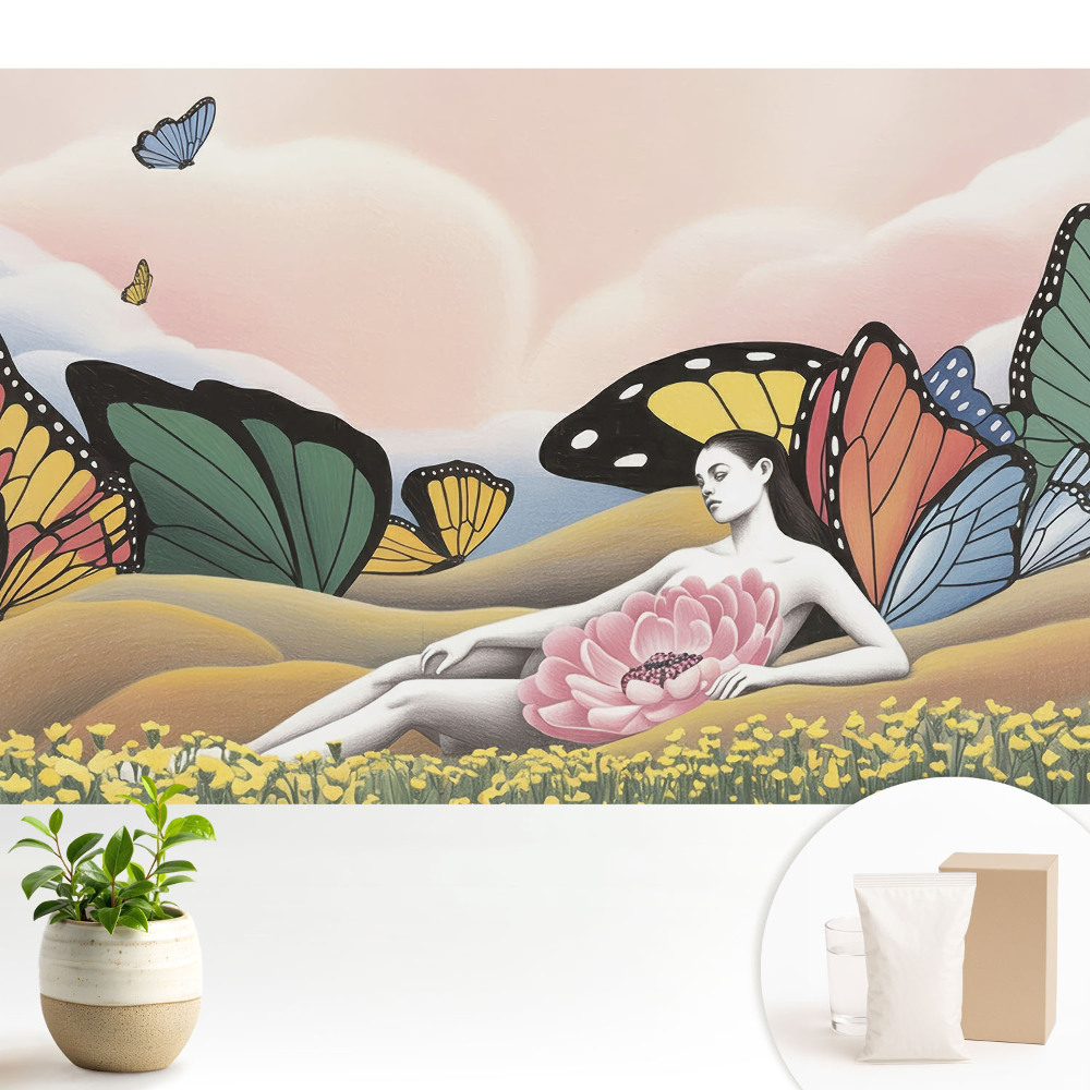 Modern tapéta Színes pillangók rét nő