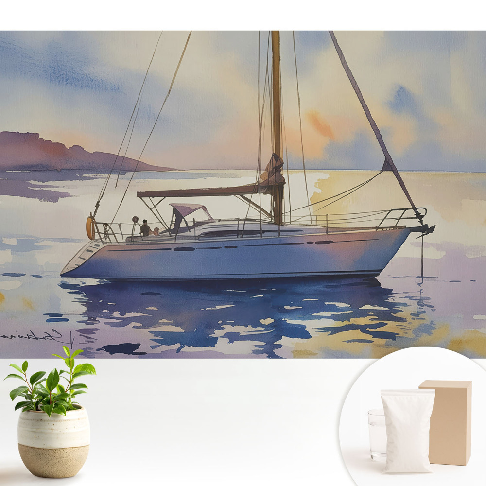Tapéta Jacht a vízen naplementekor