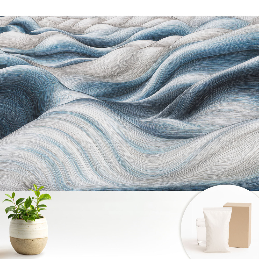 Tapéta Hullámos, lágy vonalak kék árnyalatokban