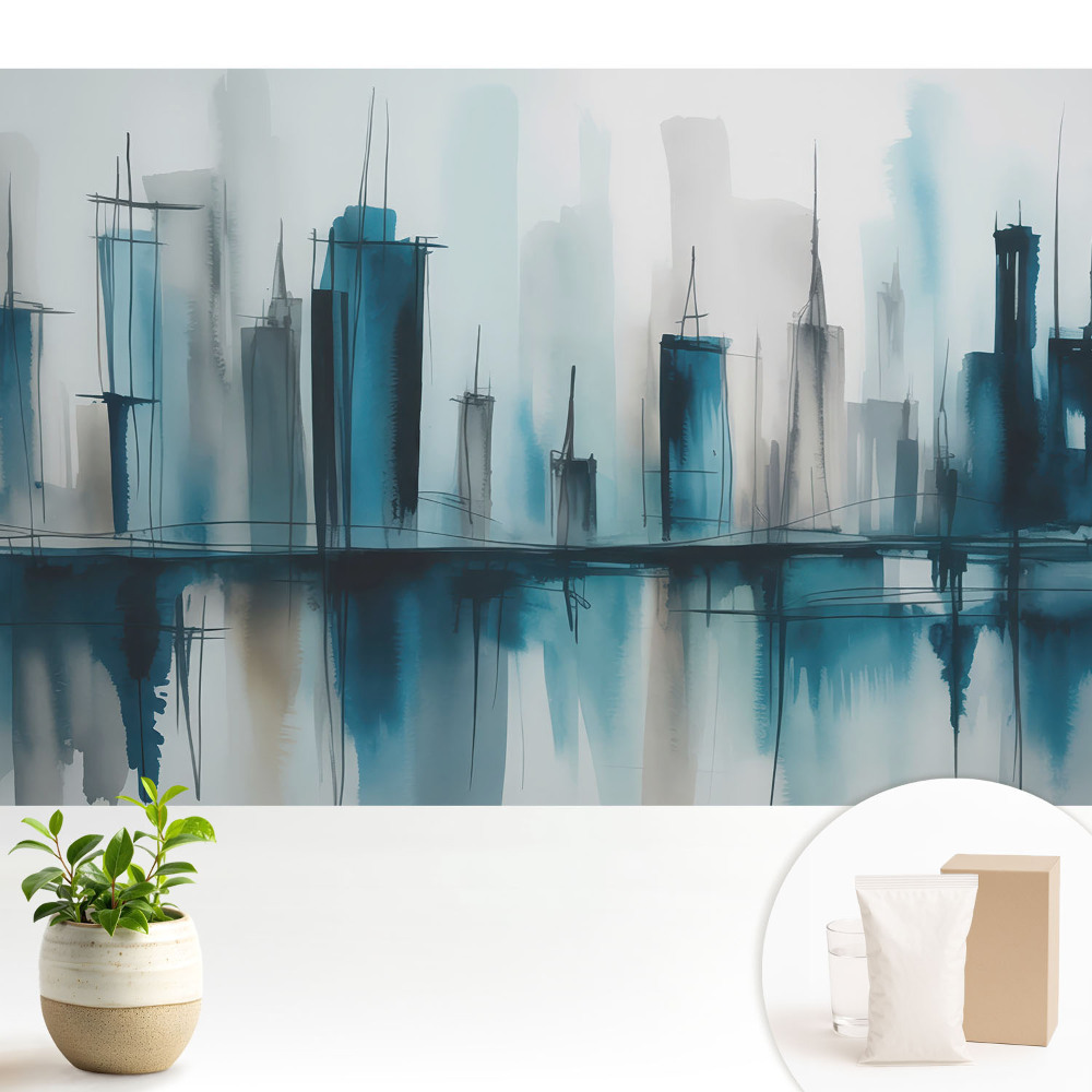 Tapéta Egy város akvarellben, nyugodt, modern akcentussal