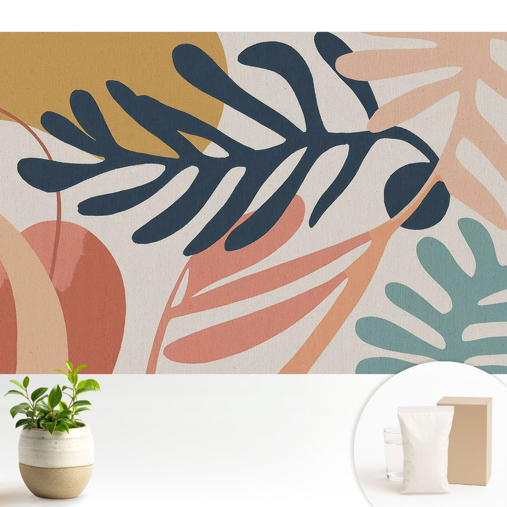 Modern tapéta Absztrakt leveles formák élénk színekben