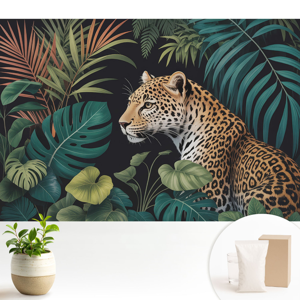 Dekor tapéta Leopárd a dzsungel levelei között
