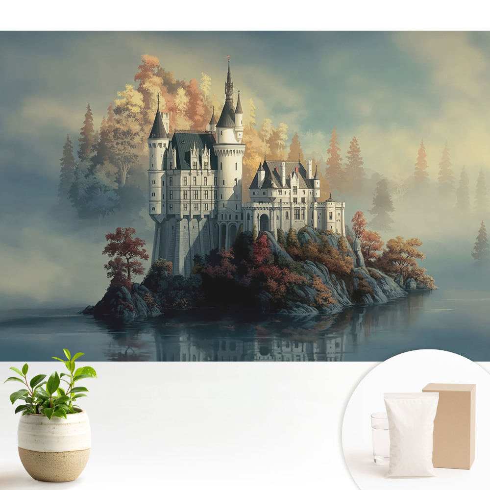 Tapéta Őszi vár tükröződik a vízben