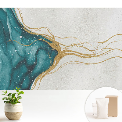 Dekor tapéta Absztrakció türkiz és sárga színben