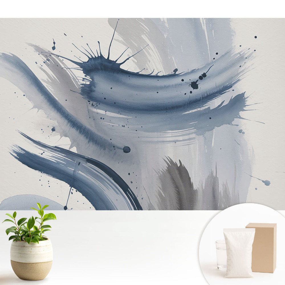 Modern tapéta Kék absztrakt ecsetvonások