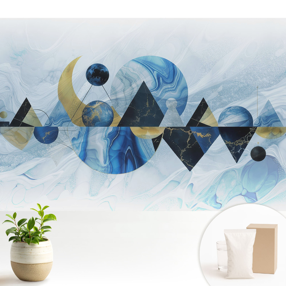 Dekor tapéta Geometriai formák kék árnyalatokban