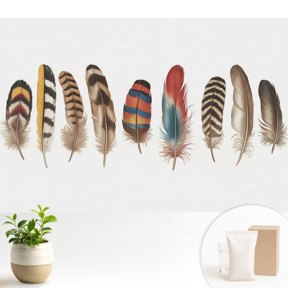 Modern tapéta Színes tollak egyedi bohém minta