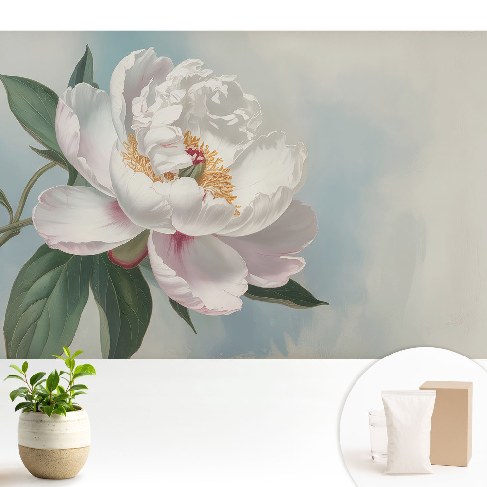 Tapéta Bazsarózsa kék háttérrel